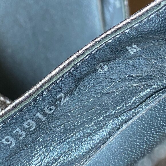 Stuart Weitzman - Silver Gray Metallic Slingback Cork Wedges Peep Toe - Size 8 - Picture 8 of 8